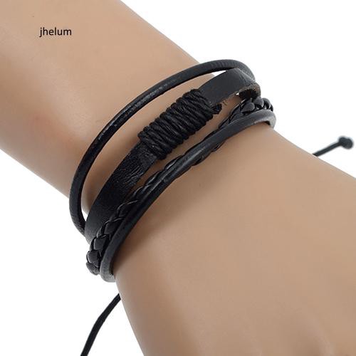 Vòng đeo tay bằng dây giả da nhiều lớp thời trang dành cho nam nữ