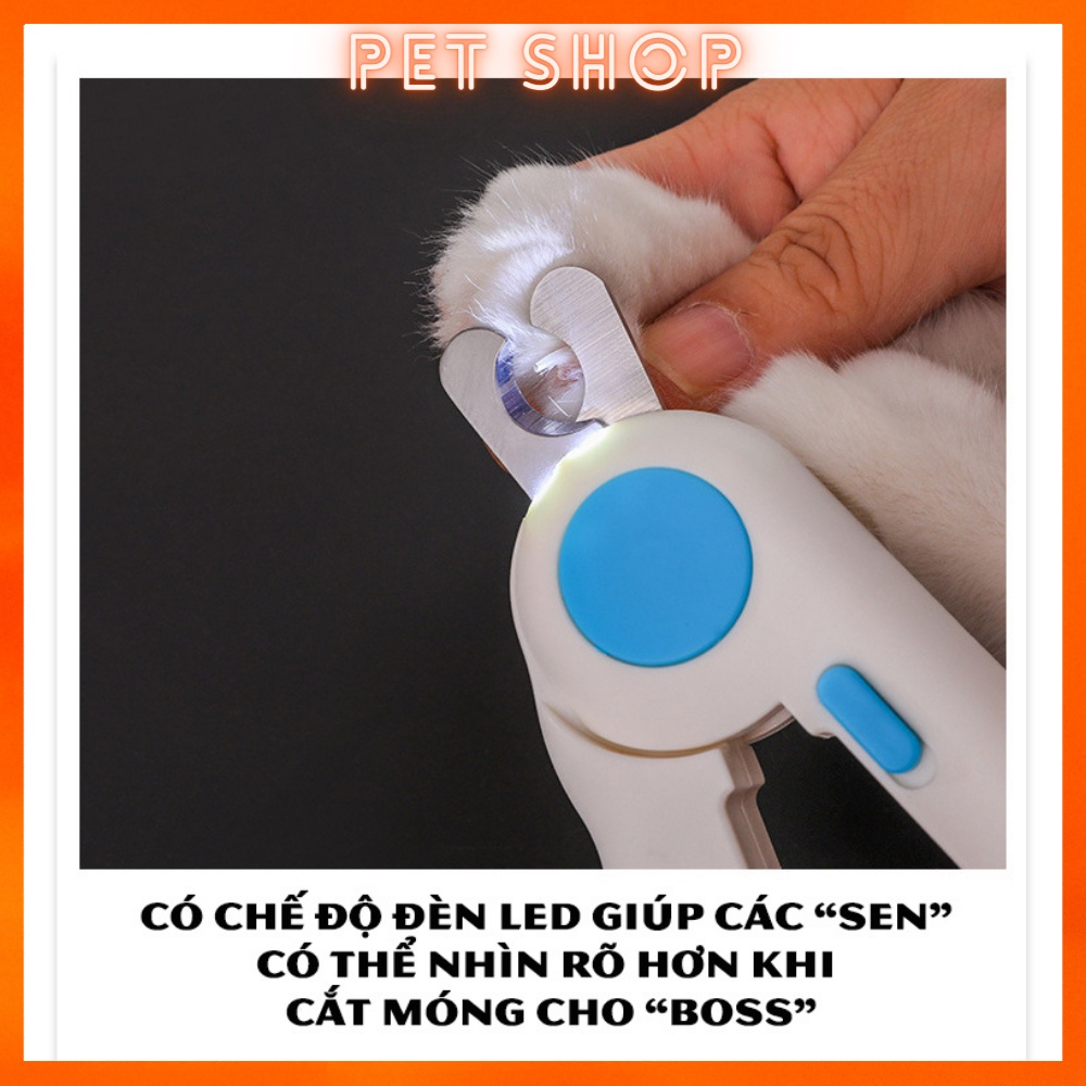 Kìm cắt móng Dũa Móng đa năng cho chó mèo tích hợp đèn led, dũa và máng che siêu tiện dụng Đèn chiếu tuỷ, cắt nhanh an t