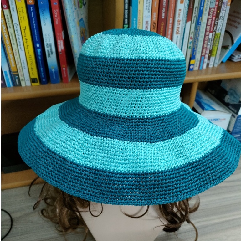 ⚡GIÁ SỐC⚡ Nón handmade rộng vành trơn phối hai màu xanh lạ đẹp