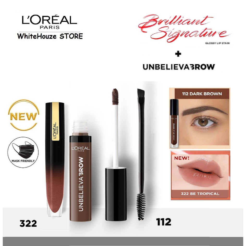 (Hàng Mới Về) Set Son Kem L 'Oreal Kèm Gel Vẽ Lông Mày Tiện Dụng | BigBuy360 - bigbuy360.vn