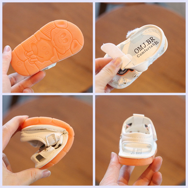 Giày Cao Su Tập Đi Có Đèn LED Hình Chuột Mickey Hoạt Hình Cho Bé 0-1 Tuổi