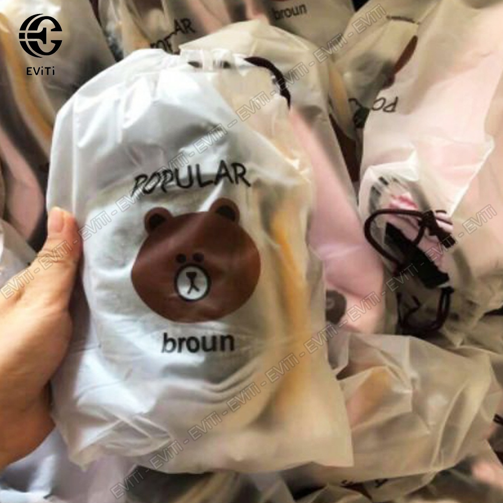 Combo 10 đôi tất cổ ngắn họa tiết gấu Brown - có kèm túi đựng . Set 10đ tất gấu nhiều màu sắc