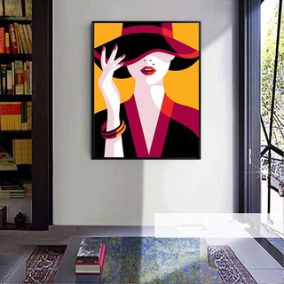 Tranh trang trí cô gái mảng màu mạnh mẽ hiện đại
