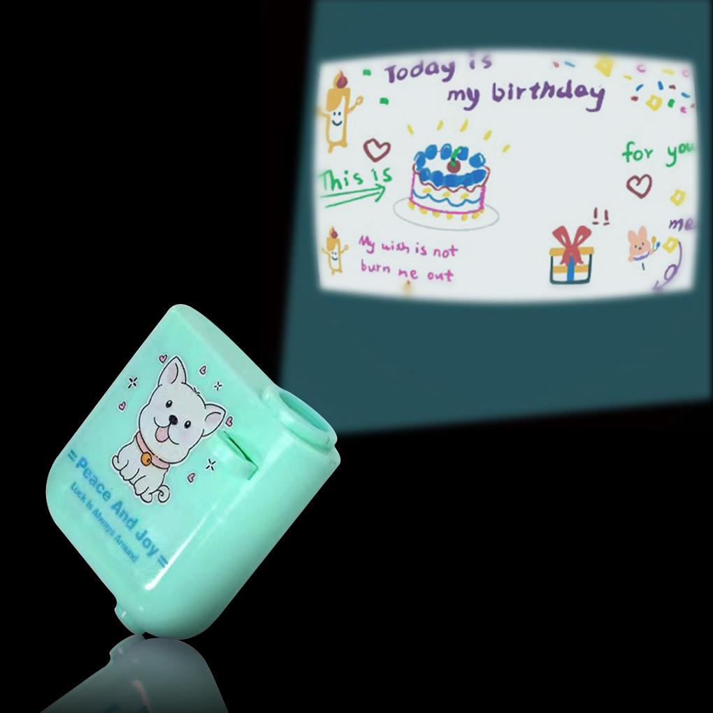 Happy Birthday Projector Wall Party Prop Projection Lamp Background Pocket Light Family Friend Kids Type 2 Round ELEN
