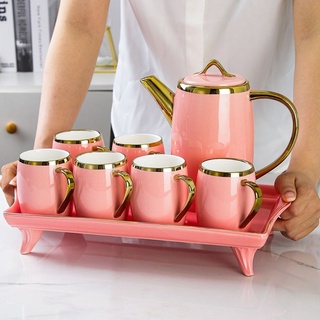 ❧Phong cách châu âu bộ ấm chén gốm sứ phòng khách cao cấp bộ ấm chén gia đình nhẹ ấm trà sang trọng bộ ấm chén trà bộ ấm