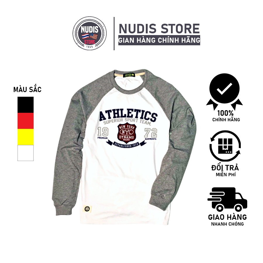 Áo Thun Nam NUDIS Tay Dài Cổ Tròn Chất Vải Cotton Thái Thiết Kế Logo Athletics Đơn Giản Phong Cách Lịch Sự Sang Trọng
