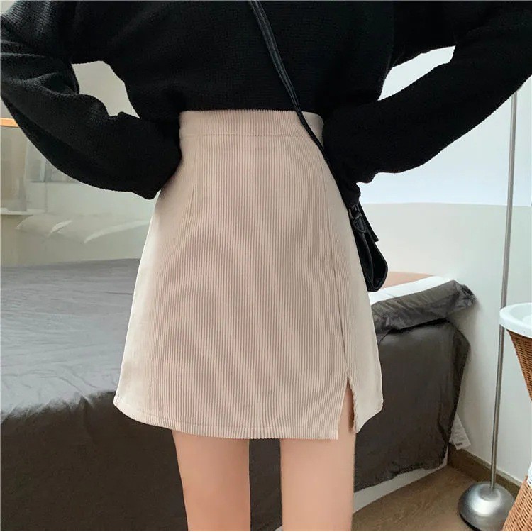 [Mã FAMAYWA giảm 10K đơn 50K] Chân Váy Chữ A Corduroy Nhung Tăm Lưng Cao Xẻ Tà Thu Đông Hot Trend - MSP B01 | BigBuy360 - bigbuy360.vn
