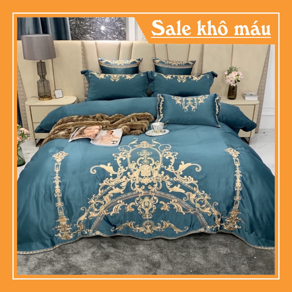 Bộ chăn ga giường tencel hoa lụa cao cấp 4 món miễn phí bo chun mọi kích thước | BigBuy360 - bigbuy360.vn