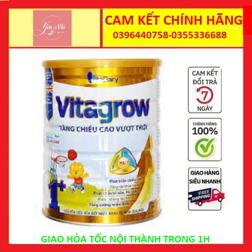 [NHẬP MÃ MUỖNG ĐỔI QUÀ] Sữa bột Vitagrow 1+ lon 900g date 2023(tăng chiều cao vượt trội)