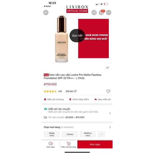 Kem nền Lustre Pro Flawless Matte Foundation (Hàn Quốc) - Bản dupe hoàn hảo của Giorgio Armani luminous silk foundation | BigBuy360 - bigbuy360.vn