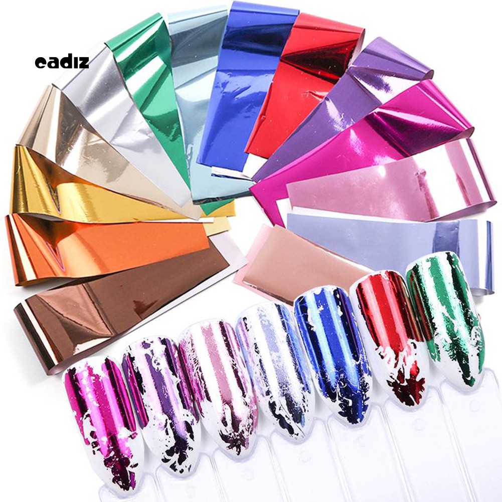 [Hàng mới về] Set 14 tờ sticker dán trang trí móng tay bằng lá thiếc thời trang