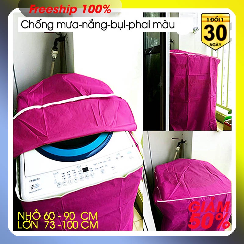 Bọc máy giặt CỬA TRÊN và CỬA DƯỚI , chất liệu vải dù chống thấm nặng 0.4 kg,có dây kéo, có dây ràng, có viền.