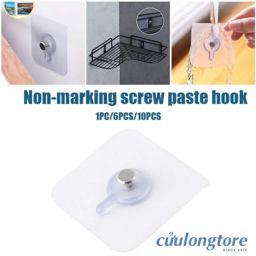 Đinh Vít Dán Tường chịu lực siêu dính trong suốt keo dán ốc vít treo ảnh kệ giá đỡ gắn tường móc dán chịu lực đa năng