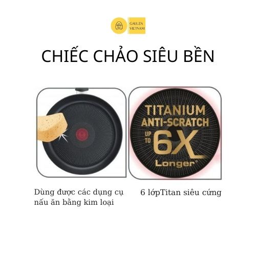 Chảo chống dính 6 lớp siêu bền Tefal Excellence 20cm, 24cm, 28cm nhập khẩu chính hãng, bảo hành 12 tháng