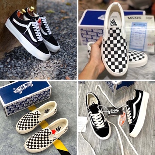 Giày thể thao Vans Old Skool, Caro , Giày sneaker Vans đen, giày lười Slipon caro nam nữ