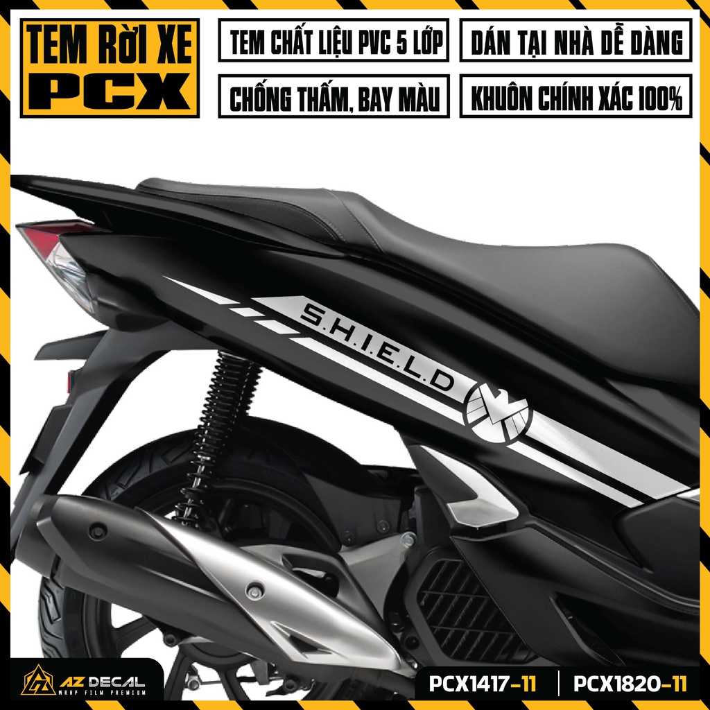 Decal Chế Dán Xe PCX 2014 - 2020 Thiết Kế SHIELD | PCX-11 | Tem Rời Dán PCX 125 150 160 Chống Nước, Bền Màu