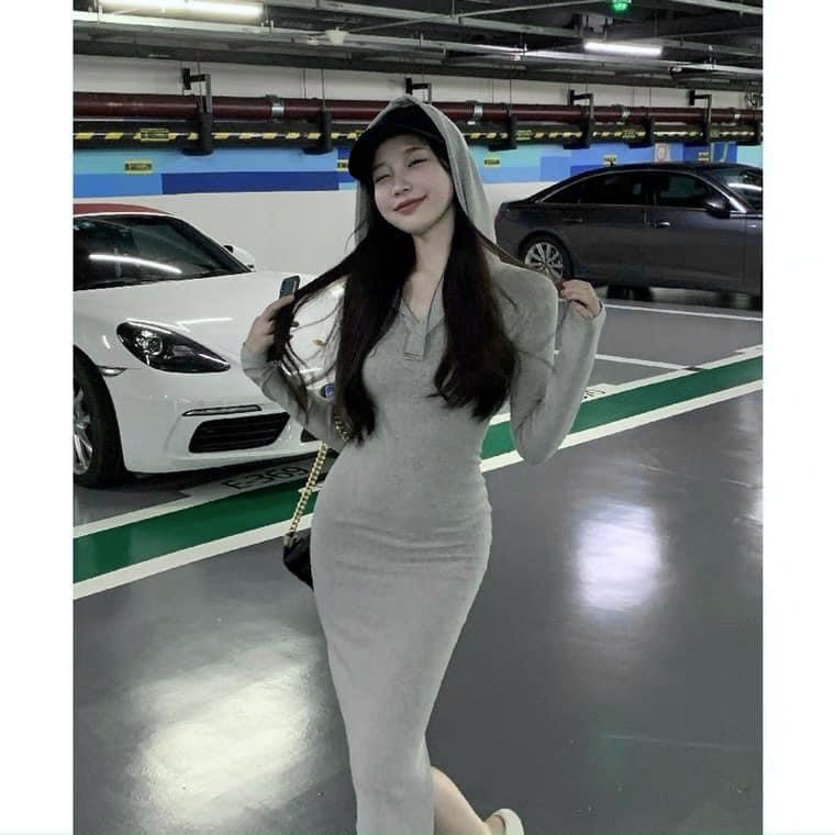 VÁY LEN Díp BODY DÀI TAY CÓ MŨ CAO CẤP CHO NỮ - VÁY LEN NỮ DÁNG DÀI ÔM BODY CÓ MŨ CỰC XINH | BigBuy360 - bigbuy360.vn