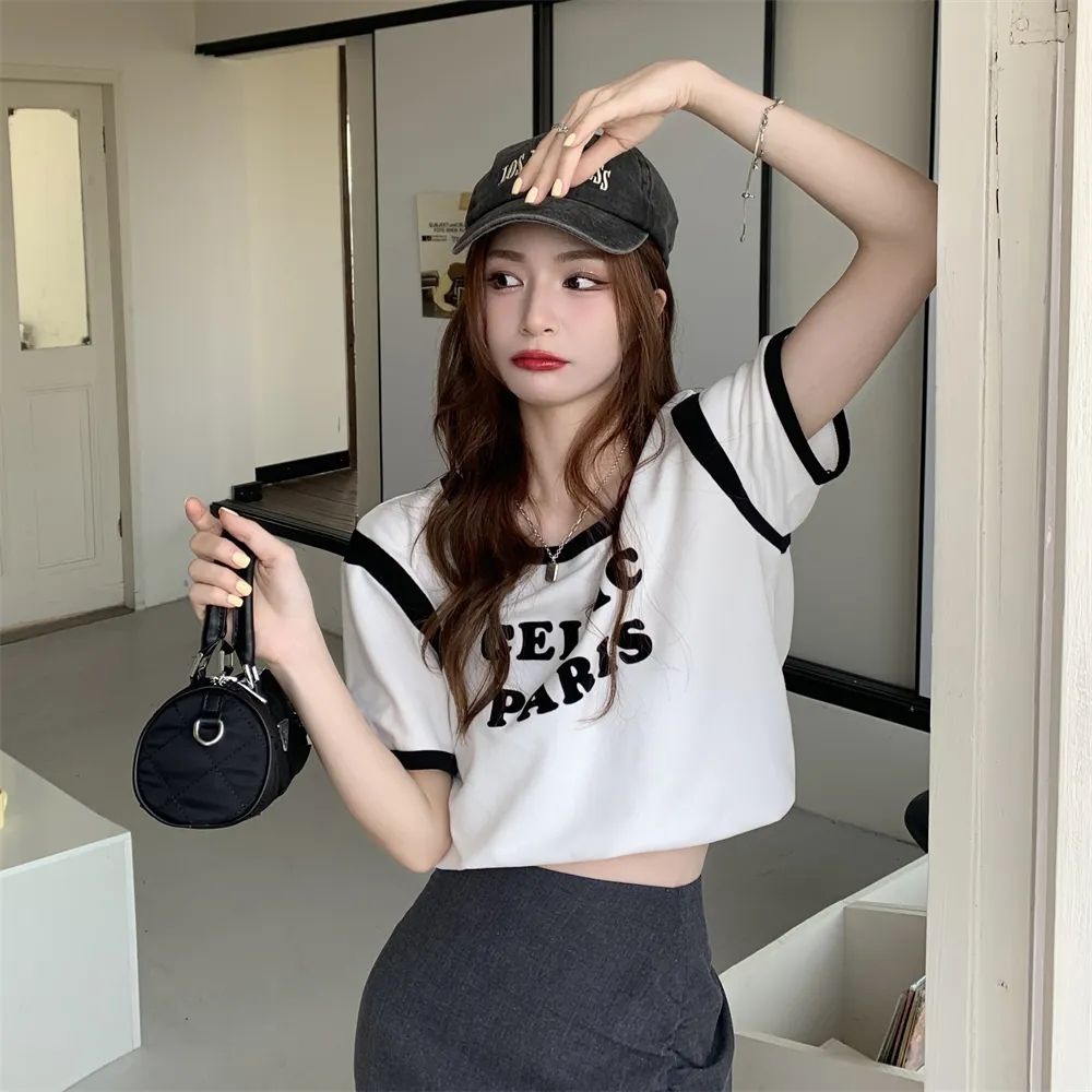 COZOK Set Áo Thun Ngắn Tay Và Chân Váy Xẻ Tà Thời Trang Dành Cho Nữ