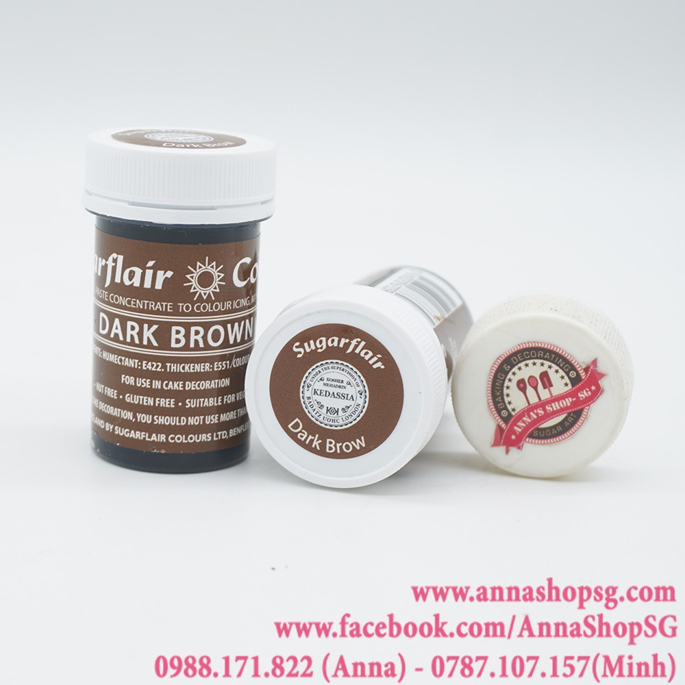 MÀU THỰC PHẨM SUGARFLAIR - DARK BROWN 25G