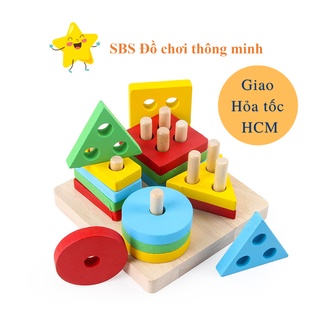 Đồ chơi gỗ – Bộ thả hình học 4 trụ