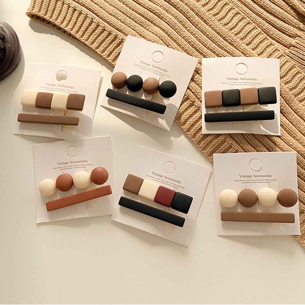 Kẹp Tóc Nhựa Resin Hình Tròn / Chữ Nhật Nhiều Màu Sắc Dễ Thương Phong Cách Hàn Quốc Cho Nữ