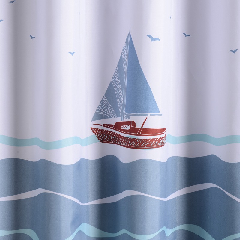 Rèm phòng tắm chống thấm nước in họa tiết thuyền buồm đáng yêu