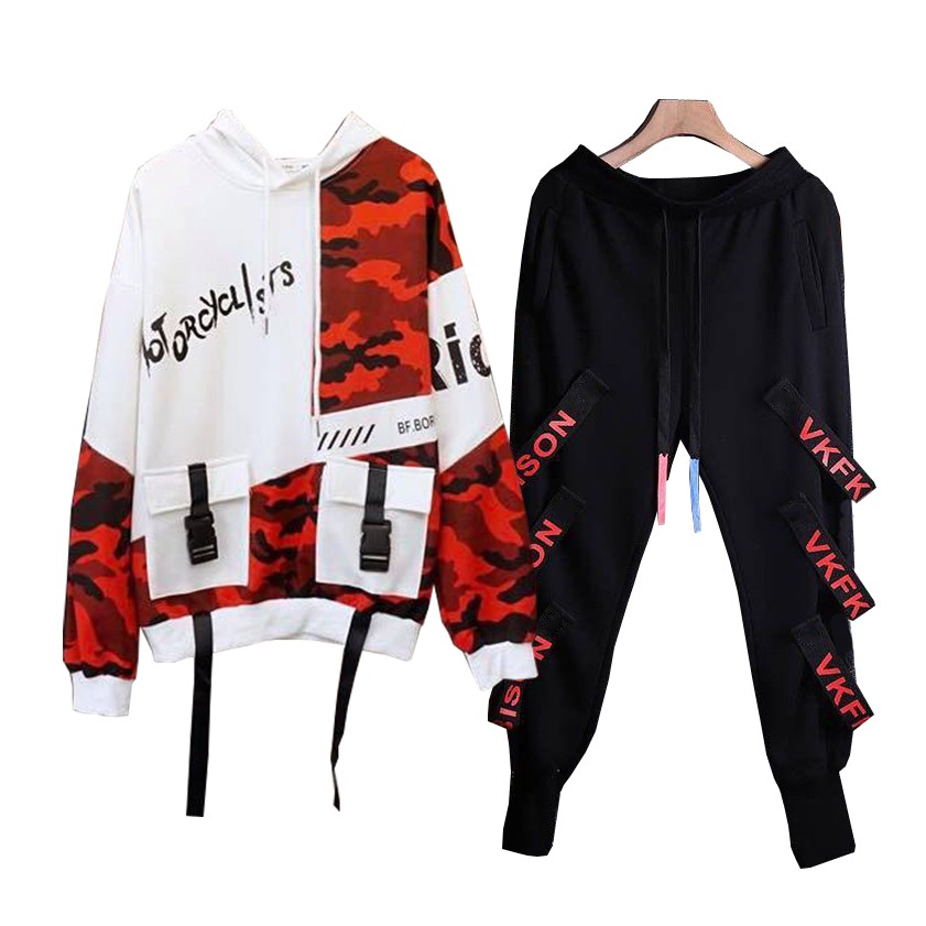 Bộ Quần Áo Thu Đông Nam Áo Hoodies Phối hOạ Tiết Rằn Ri Kết Hợp Với Quần Jogger Bo Gấu SEPTEMBERGIRL1989 SET NAM 9000089