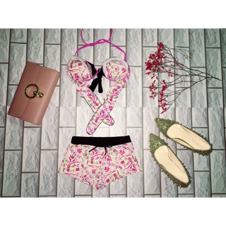 Set bộ bikini hoa hồng mới 2018