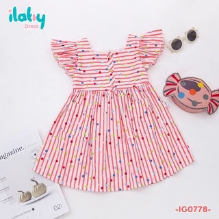 [25.6 GIẢM 40K ĐƠN 299K] Váy cho bé gái ILABY kẻ chấm bi bảy màu chất liệu cotton thoáng mát [10IG07780222]