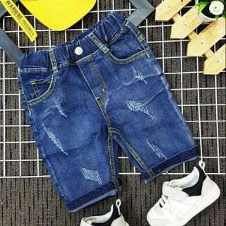 Quần sọt jeans co dãn wax rách