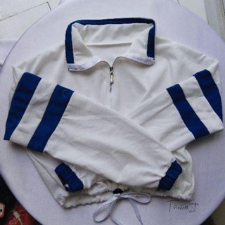 Áo croptop tay sọc rút eo