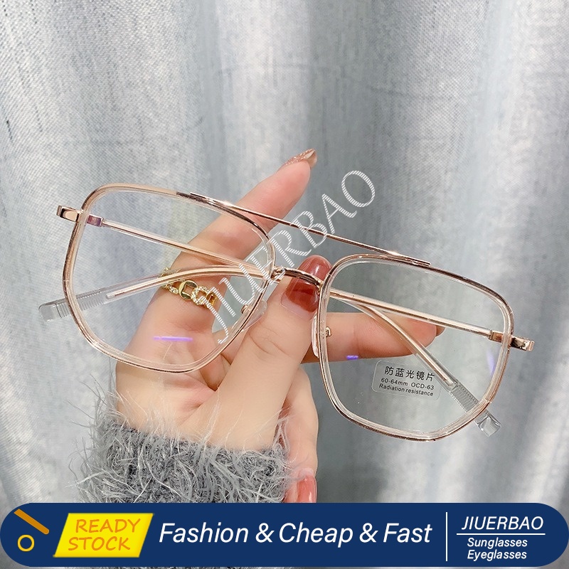 Mắt Kính Chống Bức Xạ Hình Đa Giác Gọng Kim Loại Phong Cách Vintage