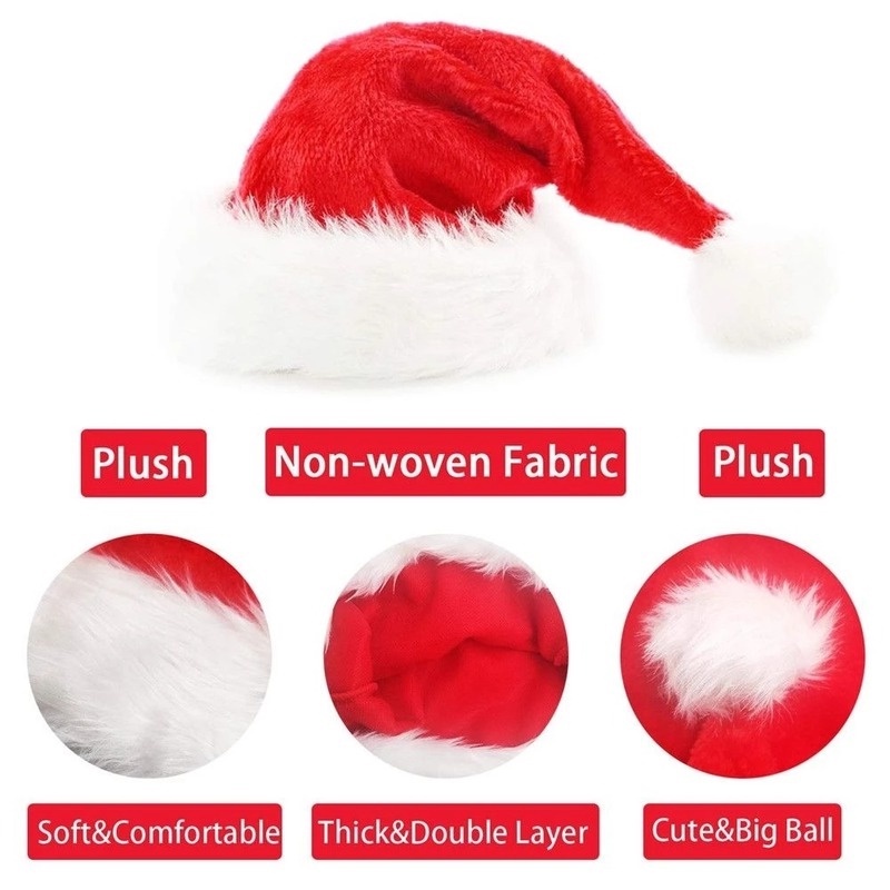 Mũ Ông Già Noel Bằng Vải Bông Dày Mềm Mại Thoải Mái Dùng Hóa Trang / Giáng Sinh / Tiệc Tùng
