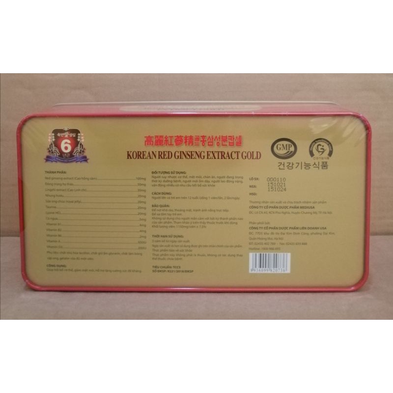 Viên bổ Korea red ginseng gold Giúp bồi bổ cơ thể, ăn ngủ ngon, cho người suy nhược cơ thể.