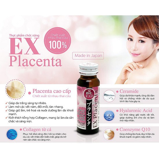 Nước uống Collagen Itoh EX Placenta trắng da, chống lão hóa (10 lọ x 50ml)- Hàng chính hãng công ty