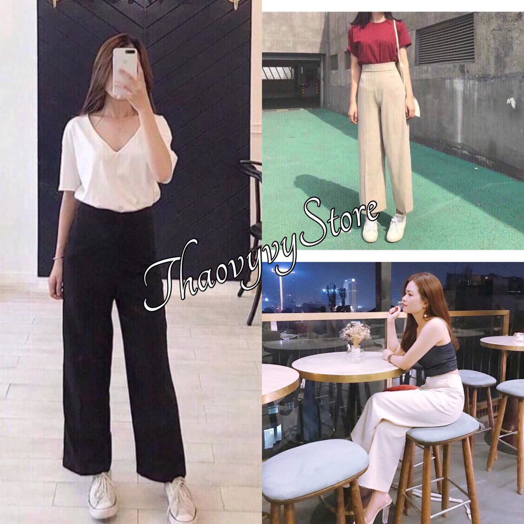 Quần Culottes Khóa Hông, Quần suông ống rộng cạp cao, ĐEN | TRẮNG Hàng QC LOẠI 1 SIÊU XINH