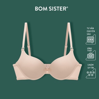 Áo lót mút vừa có gọng thun lạnh màu trơn nâng ngực tự nhiên BOM SISTER MU1004