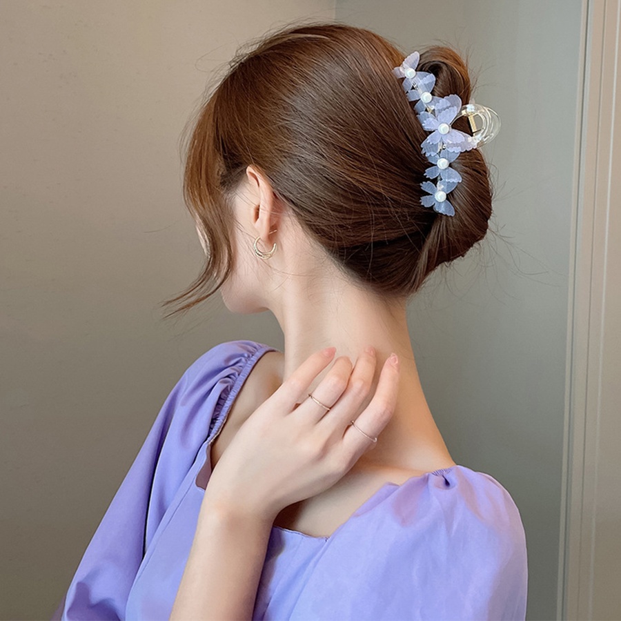 Kẹp Tóc Càng Cua 13Cm Bằng Acrylic Trong Suốt Đính Ngọc Trai Phong Cách Hàn Quốc Thời Trang Cho Nữ