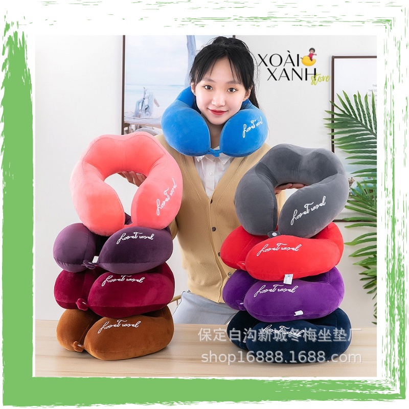 Gối Ngủ Trưa Chữ U Kê Cổ Bằng Bông Love Travel Cho Dân Văn Phòng, Công Sở, Du Lịch, Tàu Xe, Máy Bay Giá Rẻ - GCU34