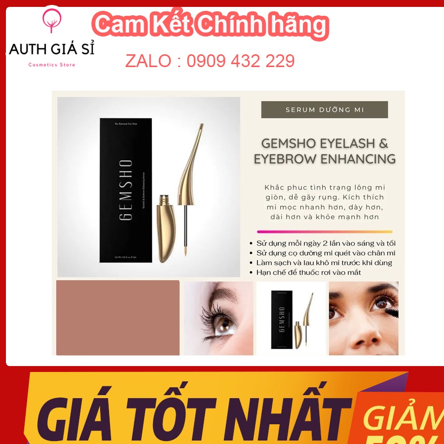 Serum dưỡng dài mi Gemsho Eyelash &amp; Eyebrow Enhancing Mỹ