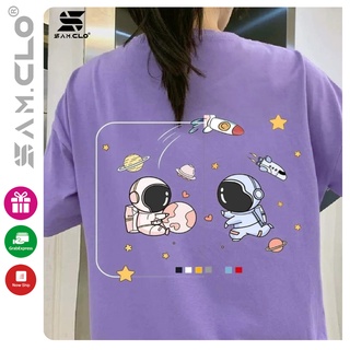 Áo thun tay lỡ nữ freesize phông form rộng dáng Unisex, mặc lớp, nhóm, cặp in hình HÀNH TINH TÊN LỬA HAI PHG màu tím