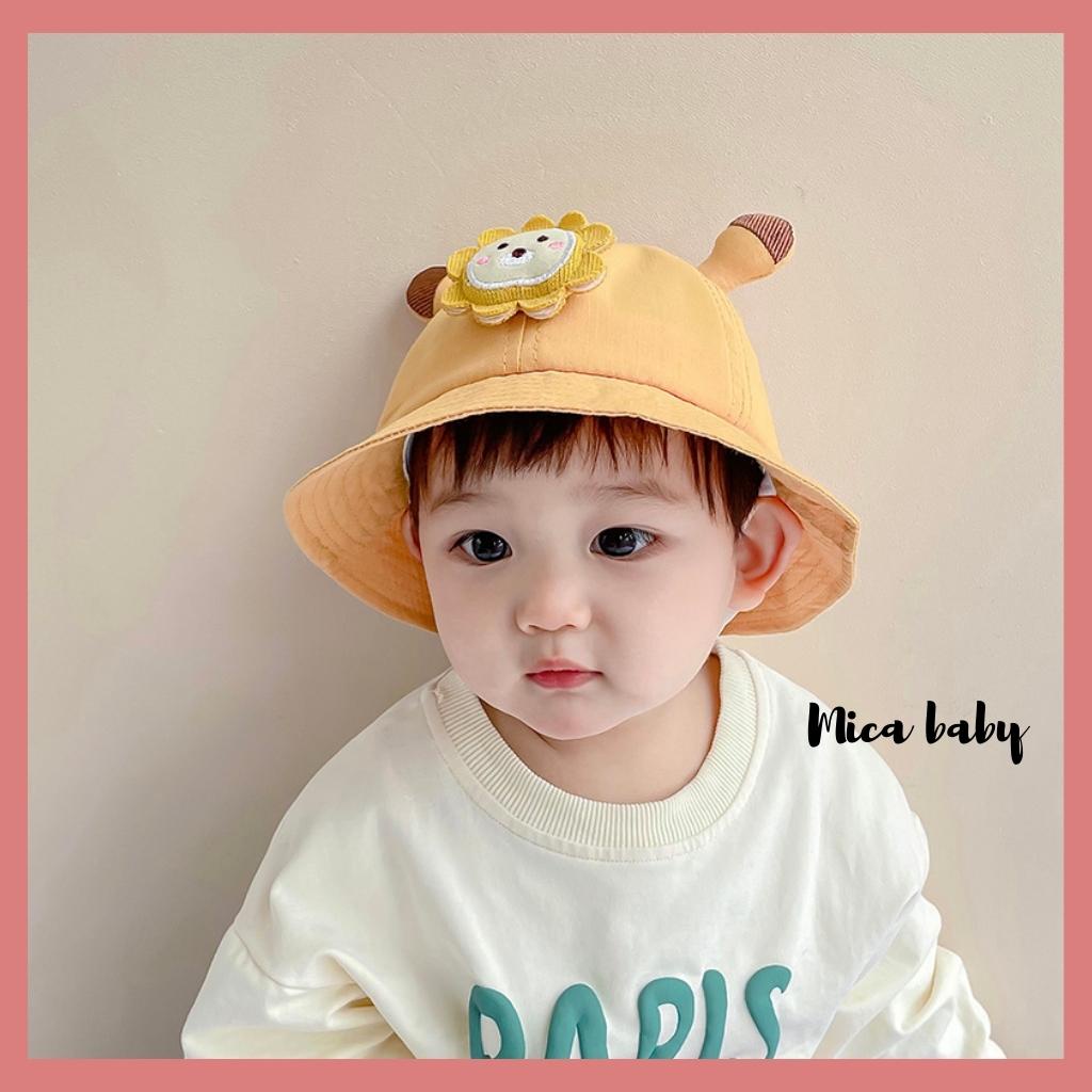 Mũ tai bèo thêu hình mặt sư tử đáng yêu cho bé MH140 Mica Baby