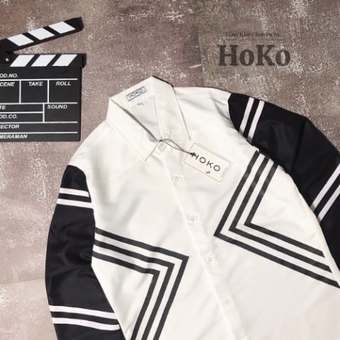 HOKO Áo Sơ Mi Nam Dài Tay Trắng,Phối Tay Sọc Kẻ, Chất Liệu lụa Cao Cấp | BigBuy360 - bigbuy360.vn
