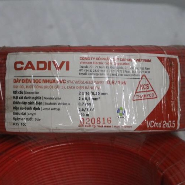 [freeship 70k] Dây điện đôi cadivi 2x0.5 vcmd 2x16 cuộn 100m