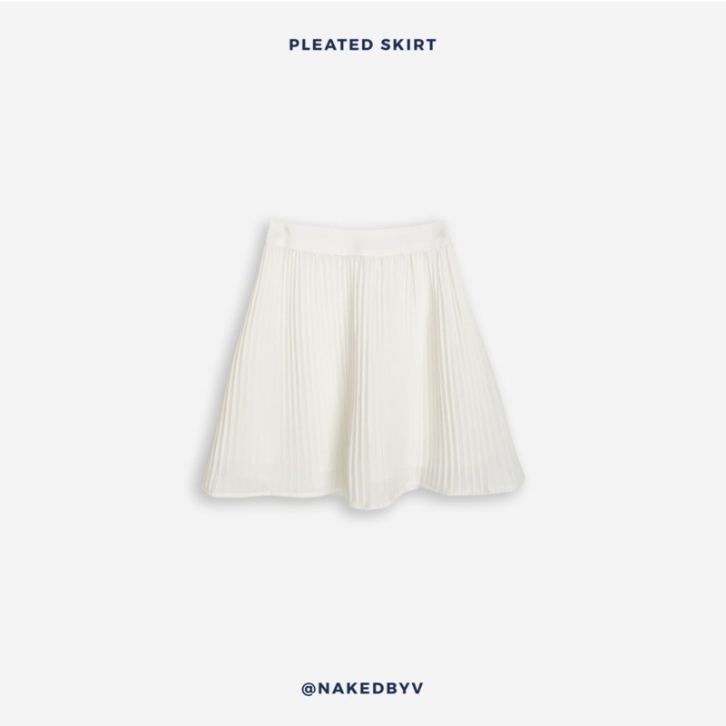 [Mã SKAMCLU7 giảm 10% tối đa 50K đơn 0Đ] Naked By V - Chân váy dập ly Pleated Skirt (Trắng)