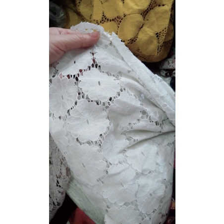Vải Ren trắng thêu hoa