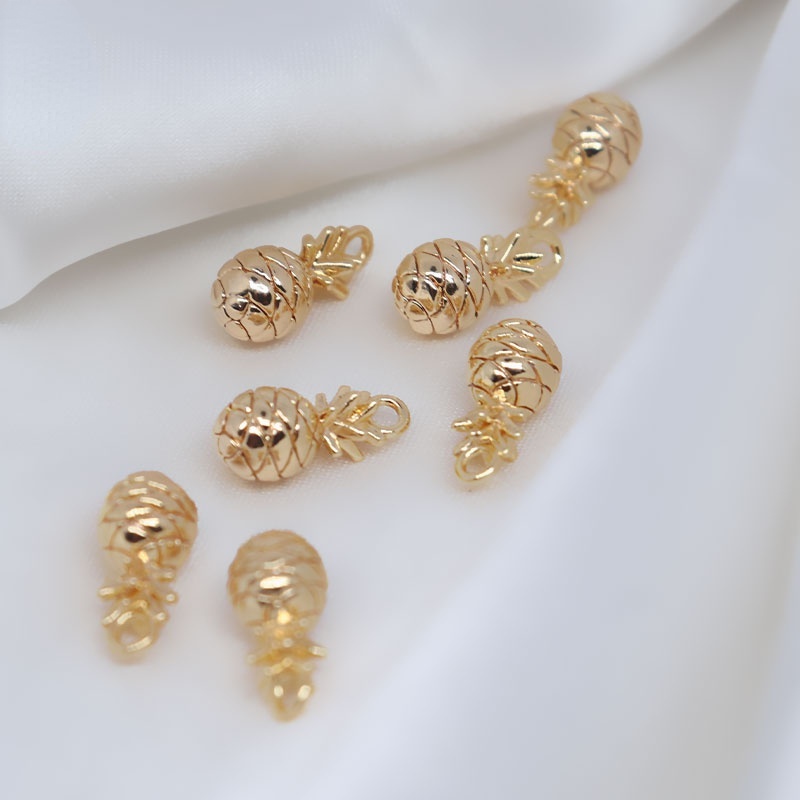 Mặt Dây Chuyền Hình Quả Dứa Mạ Vàng 18K Nhiều Màu Sắc diy