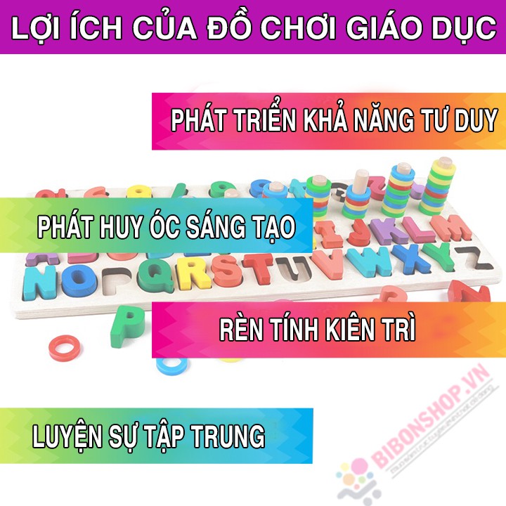 Giáo Cụ Montessori Cột Tính Học Đếm Kết Hợp Bảng Chữ Cái Tiếng Việt Kèm 5 Thanh Dấu