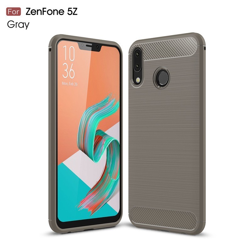 Ốp điện thoại  Asus Zenfone TPU silicone mềm họa tiết sợi carbon cho 5Z ZS620KL 6.2"