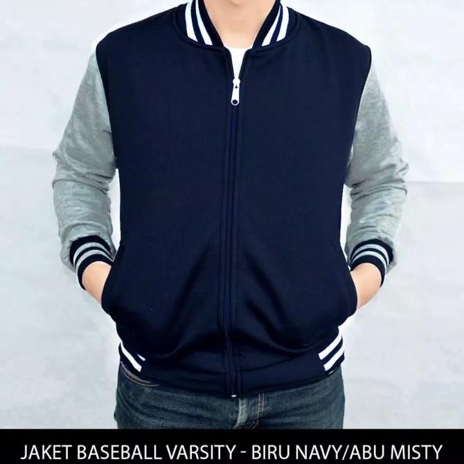 Áo Khoác Bóng Chày Màu Xám Xanh Navy Có Khóa Kéo Size M Xxl Thời Trang Cho Nam Và Nữ